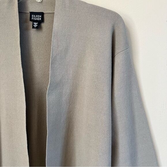 Eileen Fisher Washable Stretch Italian Crepe Lagenlook Open Front Cardigan Large - Picture 2 of 12